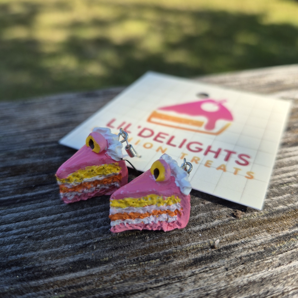 Peachy Keen Cake Slice Earrings